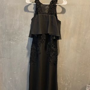 MARCIANO LACE UP MAXI BLACK DRESS